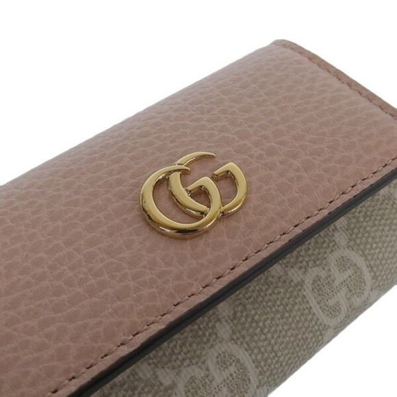 GUCCI GG Supreme Leather Double G 6 Row Key Case 456118 Beige/Pink Ladies - Picture 4 of 8